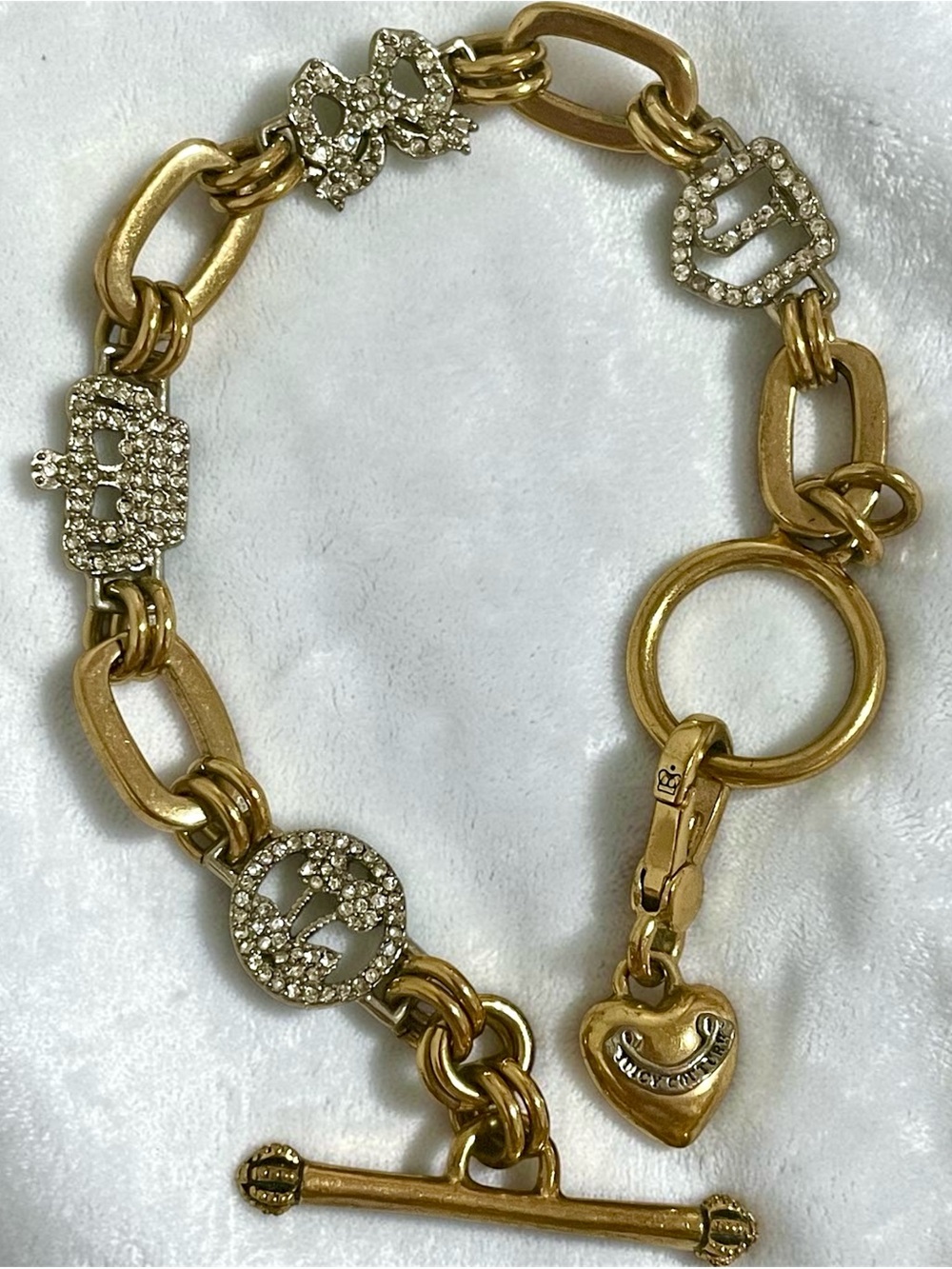 Juicy Couture Y2K Retired Princess
Heart Charm Rhinestone Bracelet vintage